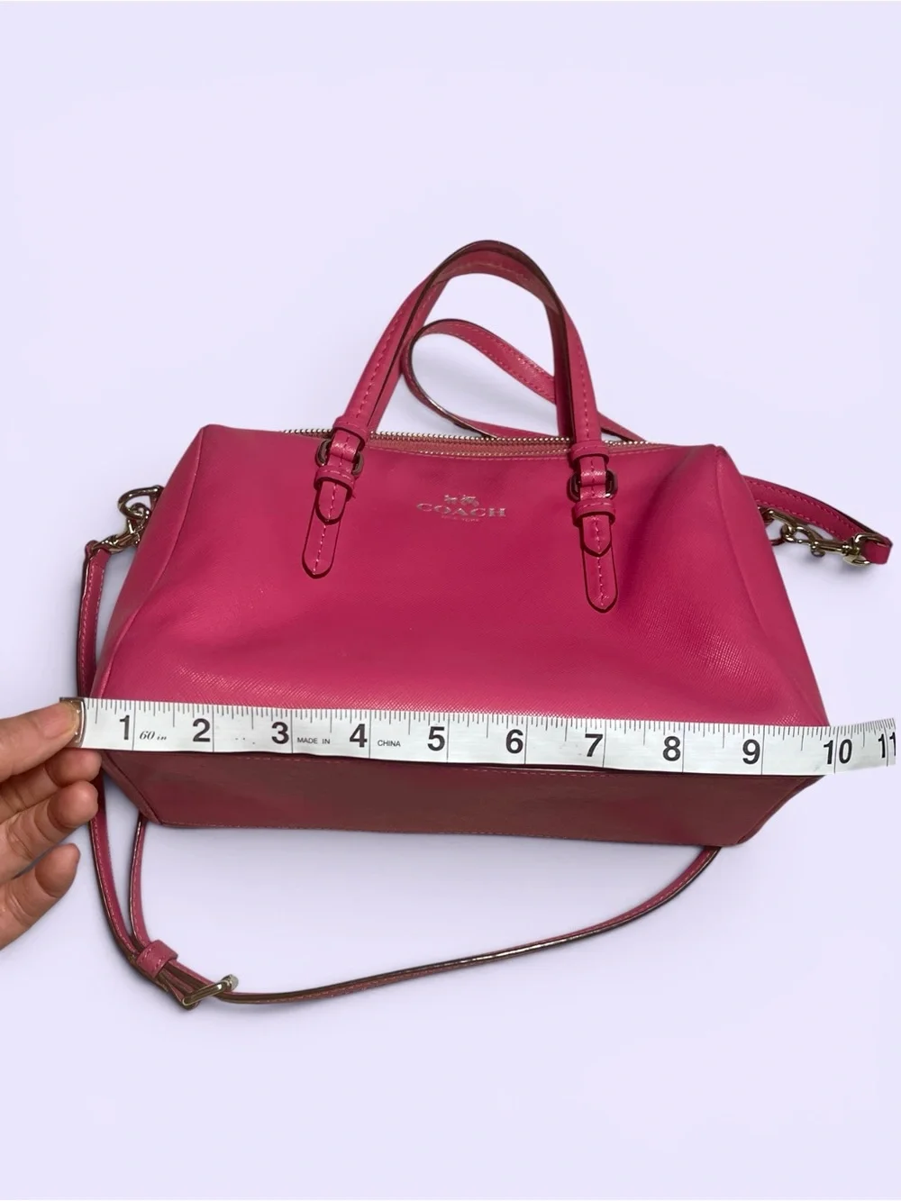 COACH Hot Pink Leather Satchel with Crossbody Strap